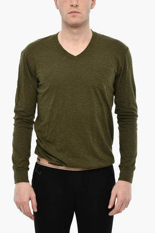 V-Neck Lightweight Underwear T-shirt with Breast Pocket