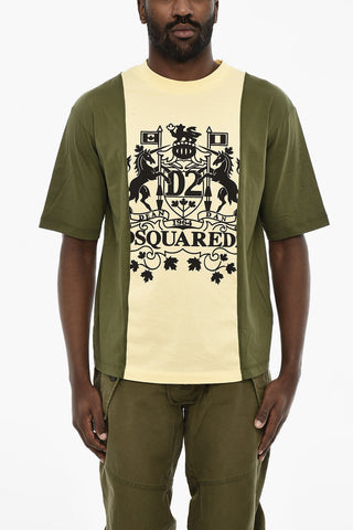 Two-Tone Crew-neck T-shirt with Maxi Print