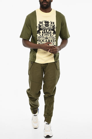 Two-Tone Crew-neck T-shirt with Maxi Print