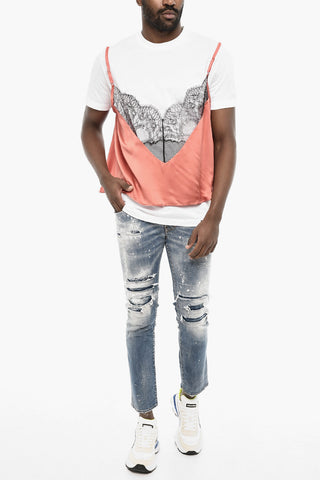 Cotton Underwear Crewneck T-Shirt With Top Detail