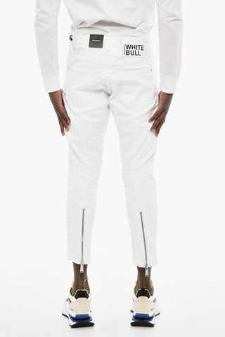 WHITE BULL Light Washed SEXY BIKER FIT Jeans with Ankle Zip