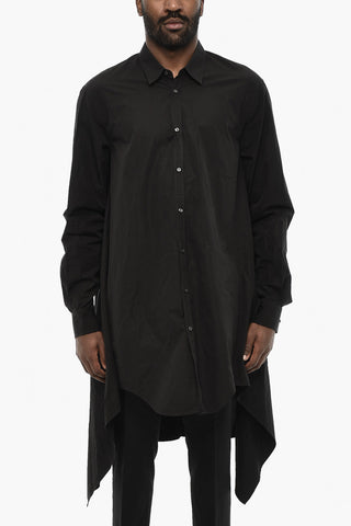 Asymmetrical Cut Shirt with Classic Collar