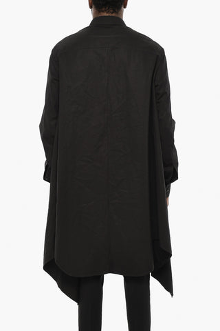 Asymmetrical Cut Shirt with Classic Collar