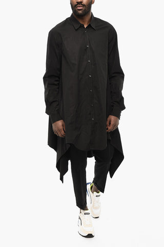 Asymmetrical Cut Shirt with Classic Collar