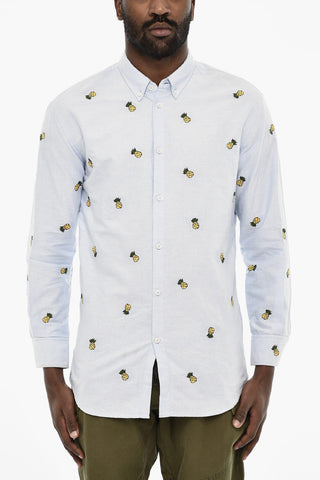Camicia Casual Con Ricamo Ananas All-Over
