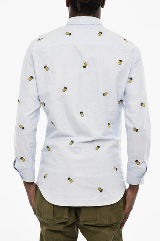Camicia Casual Con Ricamo Ananas All-Over