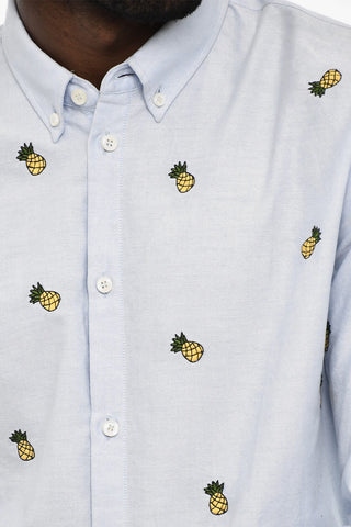 Camicia Casual Con Ricamo Ananas All-Over