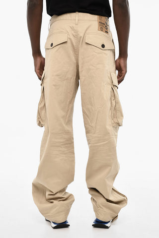 Pantaloni Cargo in Cotone con Bottone alla Caviglia