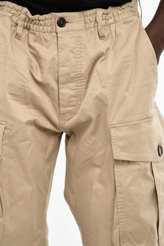 Pantaloni Cargo in Cotone con Bottone alla Caviglia