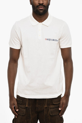 Piquet Cotton 3 Buttons Polo Shirt with Print