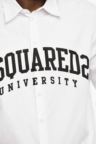 Cotton Poplin Shirt with Contrast Logo