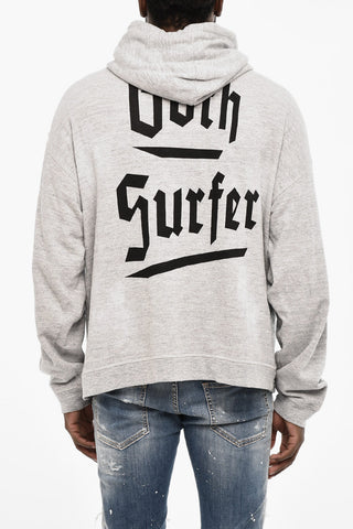 Cotton Sweatshirt with Side Studs and Zip Closure