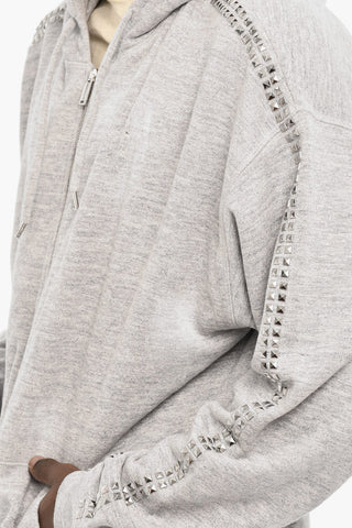 Cotton Sweatshirt with Side Studs and Zip Closure
