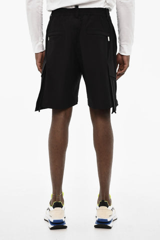 Solid Color Cargo Shorts with Drawstring Waist