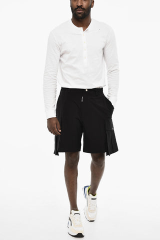 Solid Color Cargo Shorts with Drawstring Waist