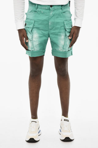 Vintage Effect Cargo Shorts with Belt Loops