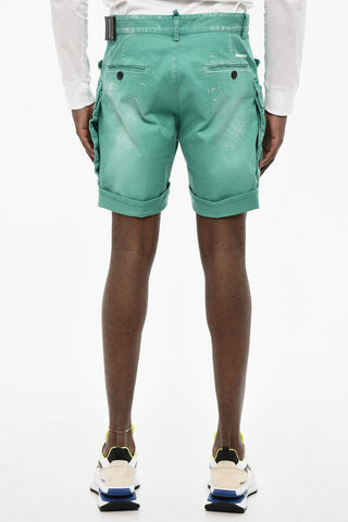 Vintage Effect Cargo Shorts with Belt Loops
