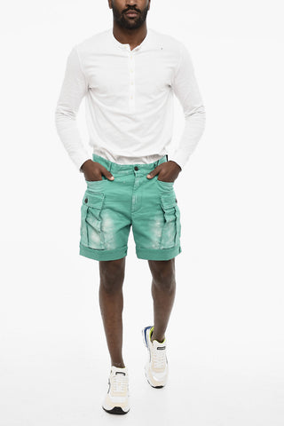 Vintage Effect Cargo Shorts with Belt Loops
