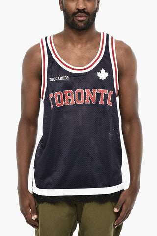 Tank Top Traforato con Bande a Contrasto