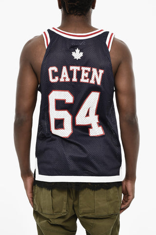 Tank Top Traforato con Bande a Contrasto