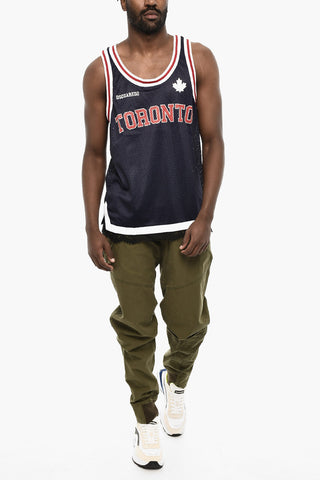 Tank Top Traforato con Bande a Contrasto