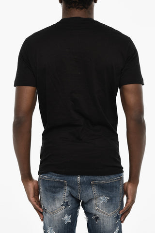T-shirt Girocollo In Cotone con Ricamo Frontale