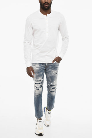 Long Sleeve Underwear Crew-neck T-shirt with 5 Buttons