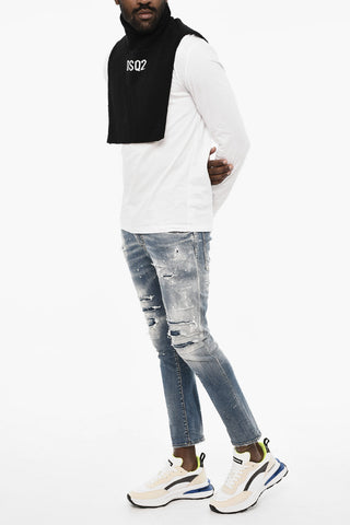 Open Wool Turtleneck Sweater with Monogram