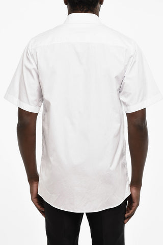 popeline spread collar shirt with breast pocket