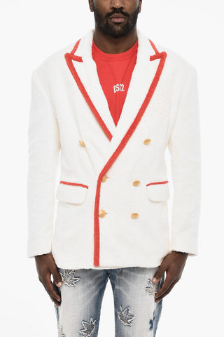 Terry Cotton Double-Breasted Blazer With Gold Buttons