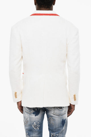 Terry Cotton Double-Breasted Blazer With Gold Buttons
