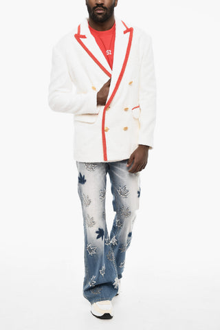 Terry Cotton Double-Breasted Blazer With Gold Buttons