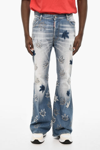 All-Over Patches Boot Cut Jeans
