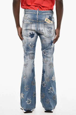 All-Over Patches Boot Cut Jeans