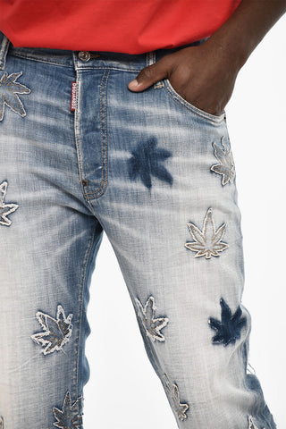 All-Over Patches Boot Cut Jeans