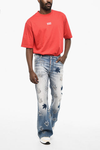 All-Over Patches Boot Cut Jeans