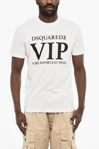 Cotton Crewneck T-Shirt with Contrast Print