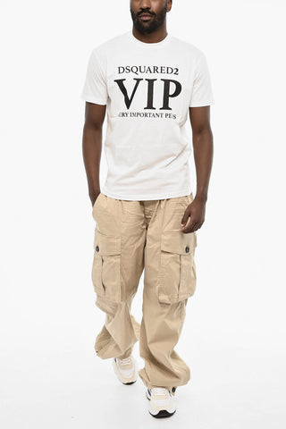 Cotton Crewneck T-Shirt with Contrast Print