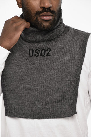 Open Wool Turtleneck Sweater with Monogram
