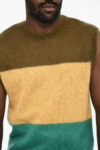 Sleeveless Color Block Crew-Neck Sweater