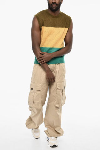 Sleeveless Color Block Crew-Neck Sweater