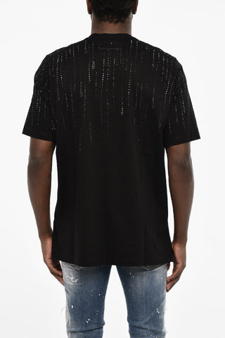 Rhinestone Cotton Crew-neck T-shirt