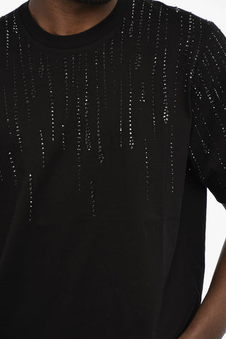 Rhinestone Cotton Crew-neck T-shirt