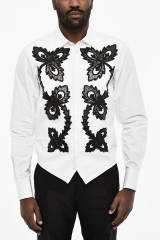 Frontal Maxi Embroidered Shirt with Spread Collar