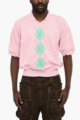 Short Sleeve Sweater with Polo Neck