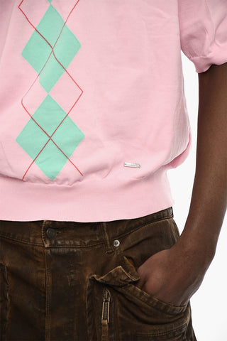 Short Sleeve Sweater with Polo Neck