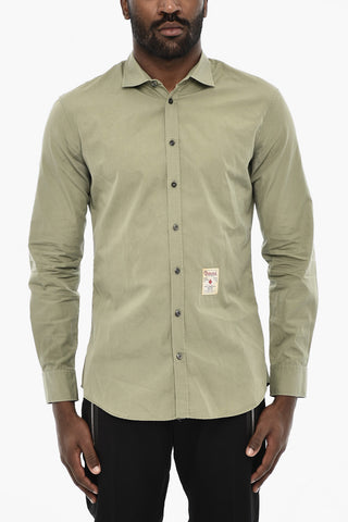 Poplin Cotton Shirt with Spread Collar