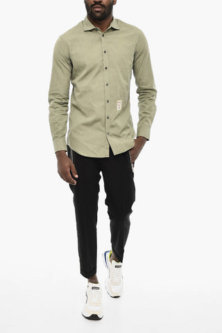 Poplin Cotton Shirt with Spread Collar