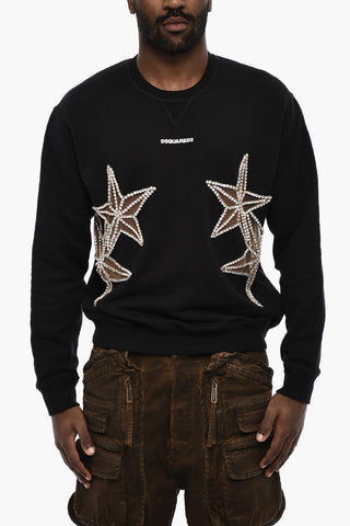 Cut Out And Jewels Detailing Crew-neck Sweateshirt