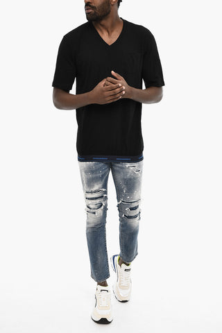 Cotton and Wool V-neck Underwear T-shirt